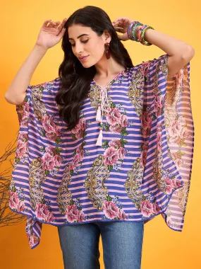 Striped Floral Kaftan Top