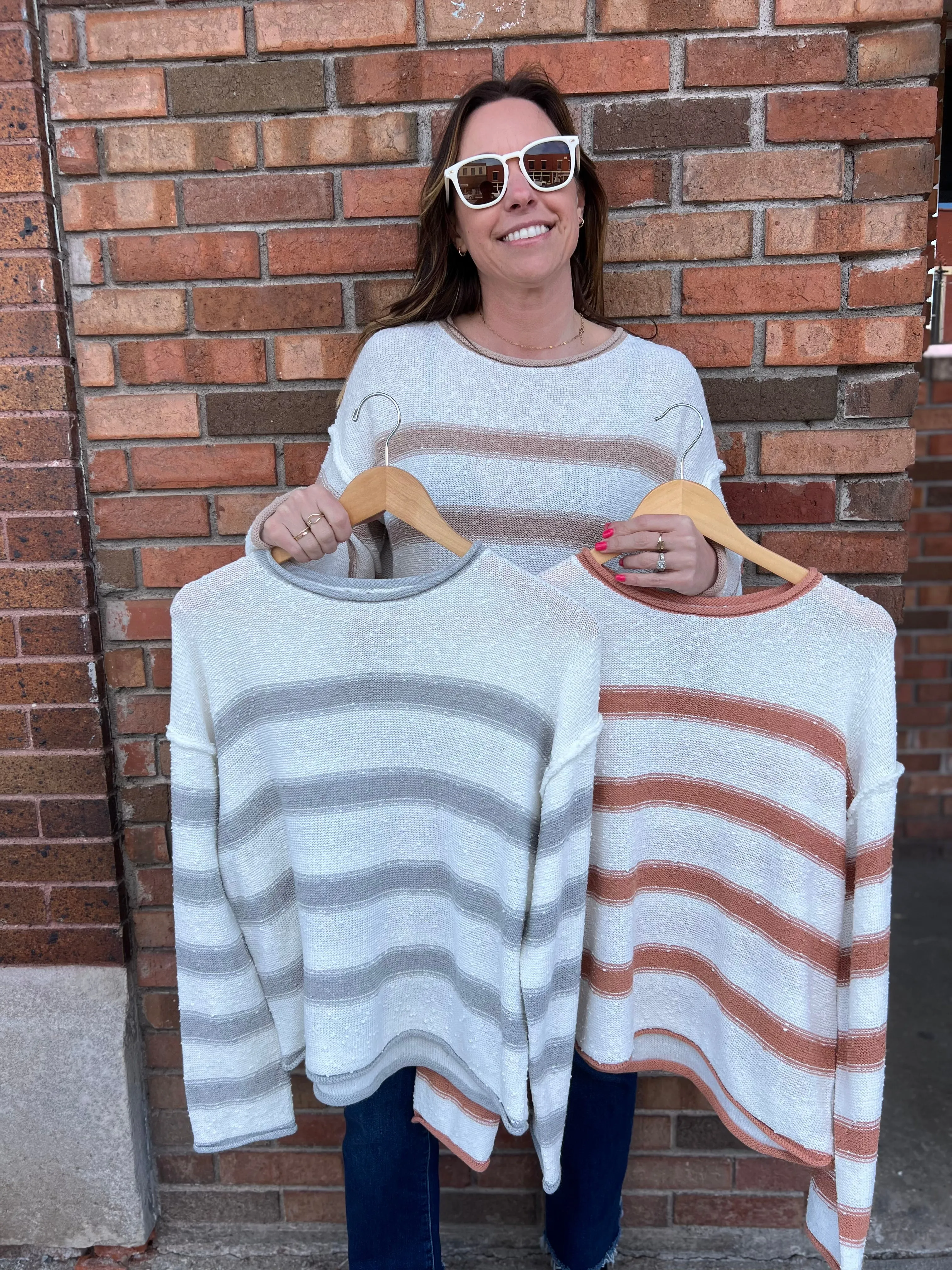 Striped Lightweight Pullover Sweater