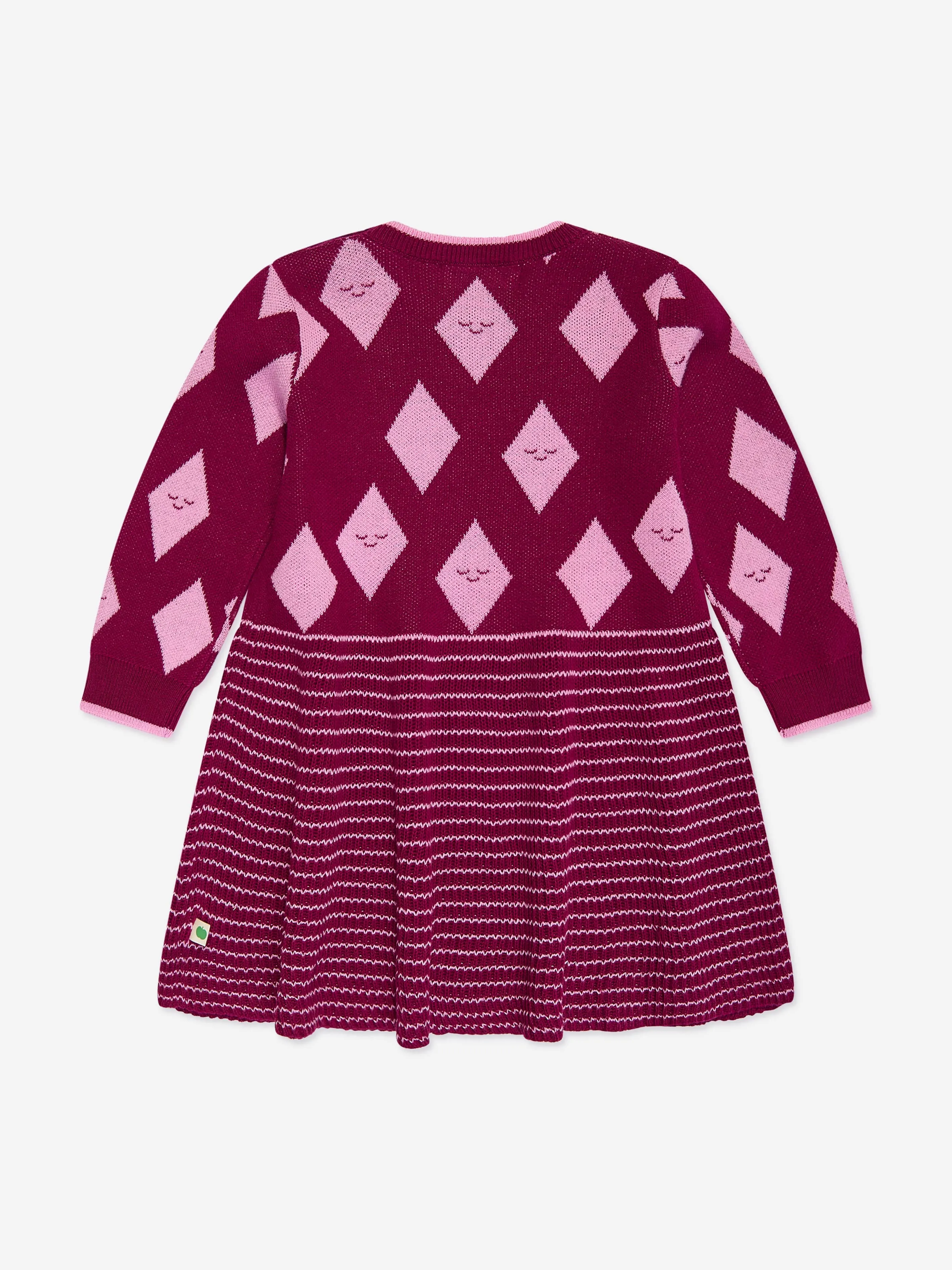 The Bonnie Mob Girls Auburn Diamond Knit Dress in Purple