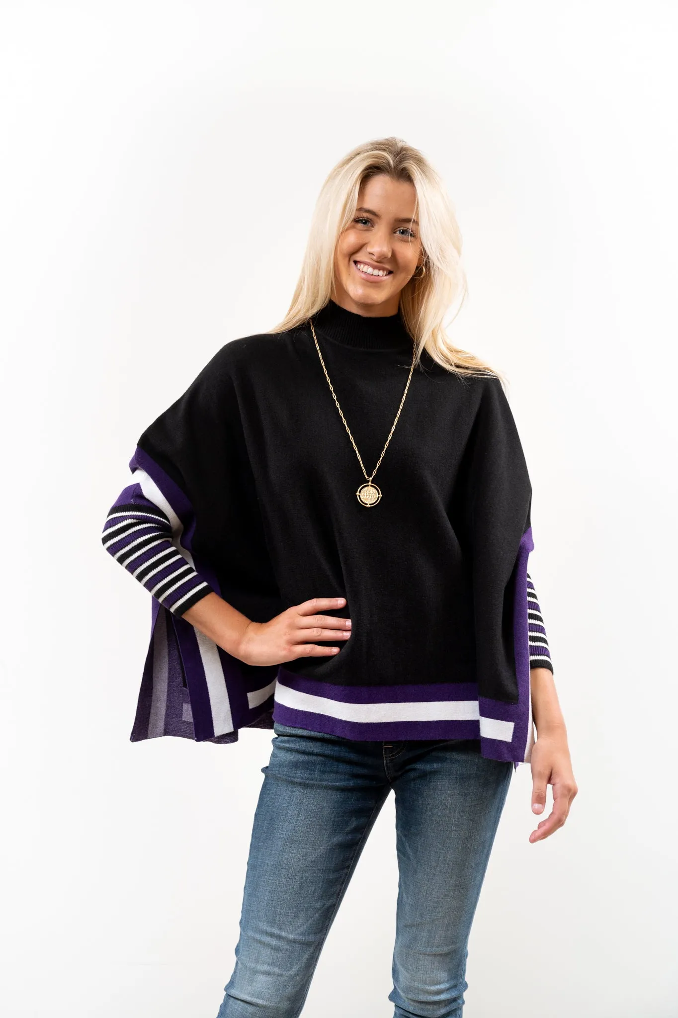 The Gillian Gameday and Beyond Striped Poncho