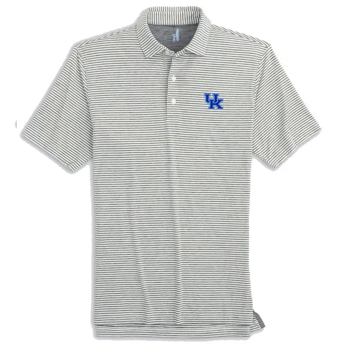 University of Kentucky Seymour Striped Polo in Heather Black by Johnnie-O