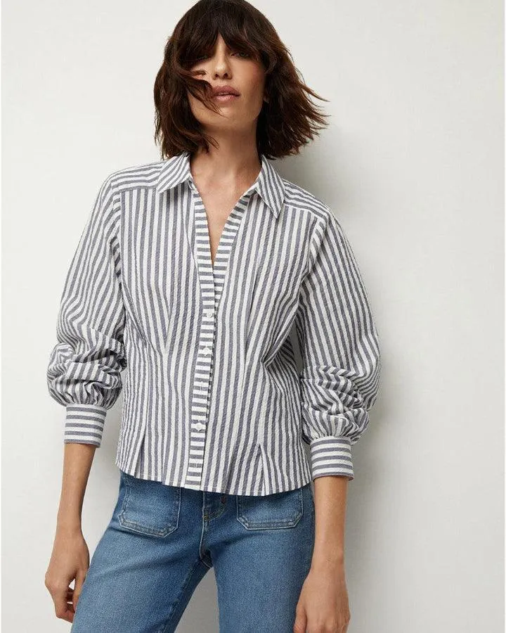 Veronica Beard Ertha Stripe Seersucker Top