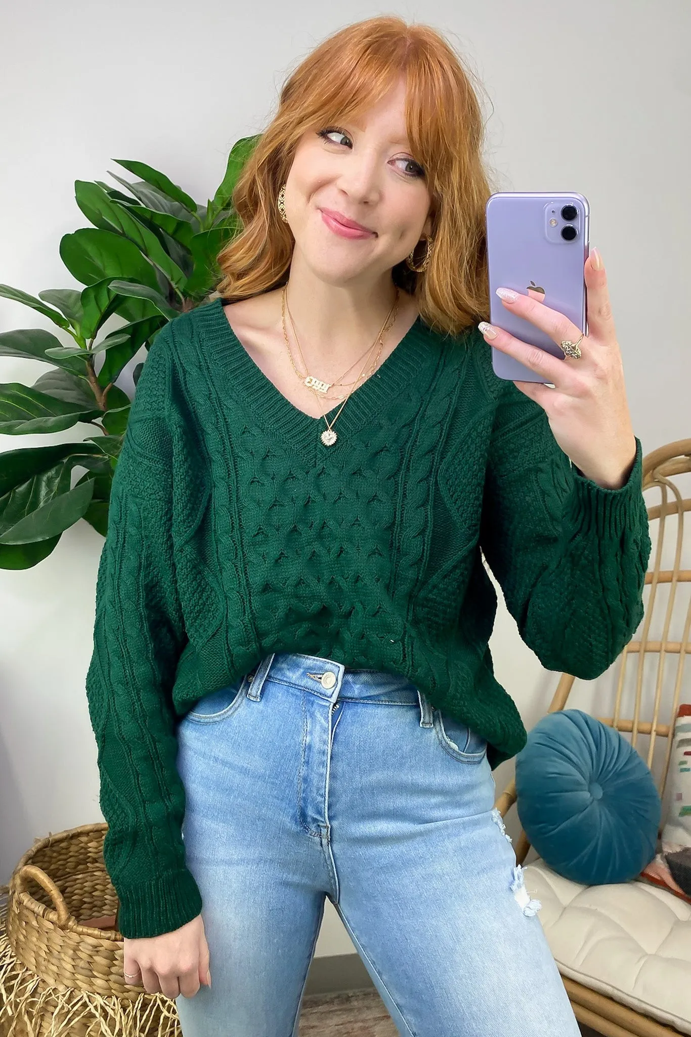 Warm Wishes Cable Knit V-Neck Sweater - FINAL SALE