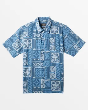 Waterman Tapa Time Short Sleeve Shirt - Blue Steel Tapa Time Woven