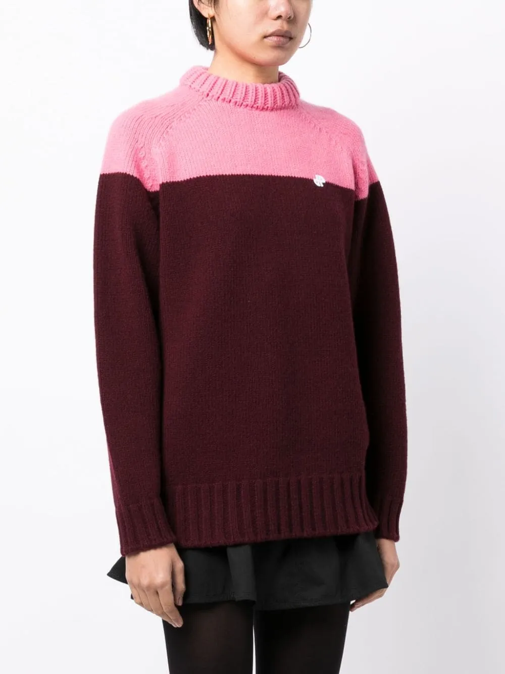 wool two-tone knitted jumper